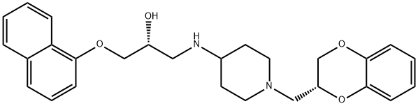 1-(1-(2-benzodioxanylmethyl)-4-piperidiyl)amino-3-(1-naphthoxy)-2-propanol 化学構造式