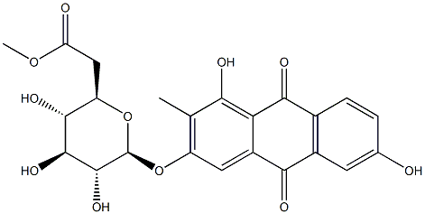 1,3,6-trihydroxy-2-methyl-9,10-anthraquinone-3-O-(6'-acetylglucoside) 结构式