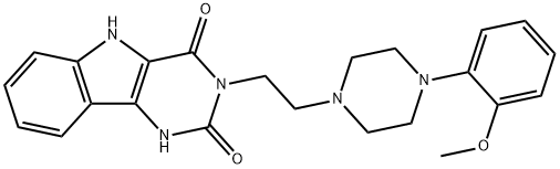 3-[2-[4-(2-メトキシフェニル)ピペラジン-1-イル]エチル]ピリミド[5,4-B]インドール-2,4-ジオン 化学構造式