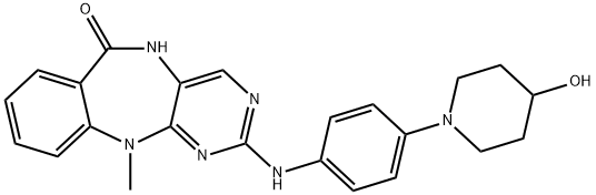 2-((4-(4-羟基哌啶-1-基)苯基)氨基)-11-甲基-5H-苯并[E]嘧啶并[5,4-B][1,4]二氮杂卓-6(11H)-酮, 1345098-78-3, 结构式