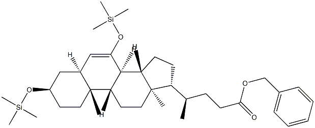 Chol-6-en-24-oic acid, 3,7-bis[(trimethylsilyl)oxy]-, phenylmethyl ester, (3α,5β)- Structure
