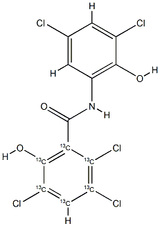 オキシクロザニド-13C6 化学構造式