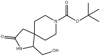 叔-丁基 1-(羟甲基)-3-氧亚基-2,8-二氮杂螺[4.5]癸烷-8-甲酸基酯 结构式