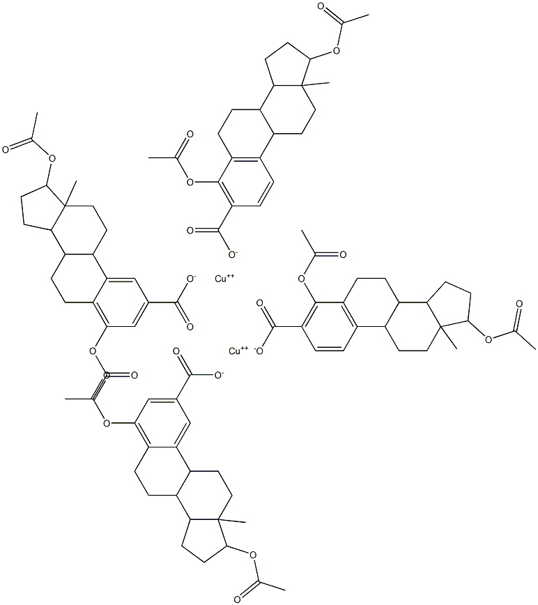 tetrakis(3,17-diacetoxyestra-1,3,5(10)-trien-2-carboxylato)dicopper(II) 化学構造式