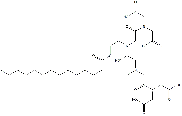 N(3)-2'-myristoyloxyethyl-N(6)-2'-hydroxyethyl-1,8-dioxotriethylenetetramine-N,N,N',N'-tetraacetic acid 结构式