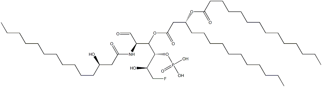 [(2S,3S,4R,5R)-1-fluoro-2-hydroxy-5-[[(3S)-3-hydroxytetradecanoyl]amin o]-6-oxo-4-[(3R)-3-tetradecanoyloxytetradecanoyl]oxy-hexan-3-yl]oxypho sphonic acid 结构式