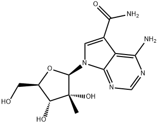 4-Amino-7-(2-C-methyl-beta-D-ribofuranosyl)-7H-pyrrolo[2,3-d]pyrimidine-5-carboxamide Structure