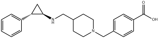 4-[[4-[[(2α-フェニルシクロプロパン-1β-イル)アミノ]メチル]ピペリジノ]メチル]安息香酸 化学構造式