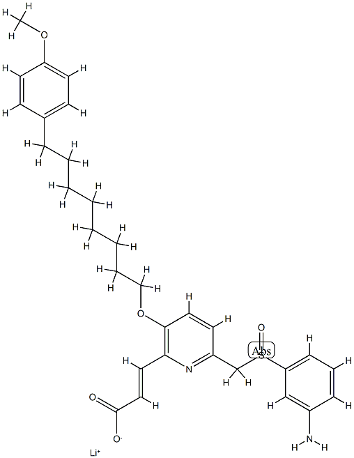 (E)-3-[[8-(4-メトキシフェニル)オクチル]オキシ]-6-[[(3-アミノフェニル)スルホニル]メチル]ピリジン-2-プロペン酸 化学構造式