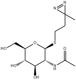 3-azi-1-((2-acetamido-2-deoxy-1-glucopyranosyl)thio)butane Structure