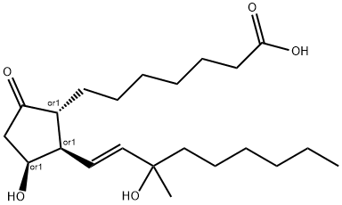 7-[2β-(3-ヒドロキシ-3-メチル-1-ノネニル)-3β-ヒドロキシ-5-オキソシクロペンタン-1α-イル]ヘプタン酸 化学構造式