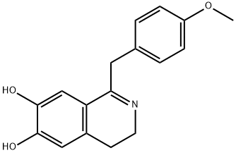 1-(4-メトキシベンジル)-3,4-ジヒドロイソキノリン-6,7-ジオール 化学構造式
