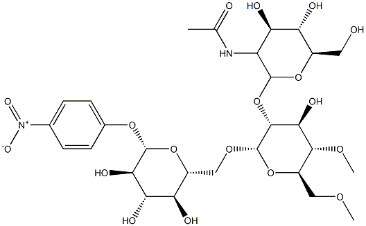 4-nitrophenyl O- (2-acetamido-2-deoxyglucopyranosyl)-(1-2)-O-(4,6-di-O-methylmannopyranosyl)-(1-6)-glucopyranoside|