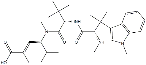 L-Valinamide, N,b,b,1-tetramethyl-L-tryptophyl-N-[(1S,2E)-3-carboxy-1-(1-methylethyl)-2-buten-1-yl]-N,3-dimethyl- Struktur