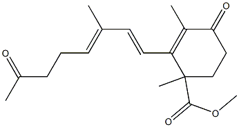 2-Cyclohexene-1-carboxylic acid, 1,3-dimethyl-2-(3-methyl-7-oxo-1,3-oc tadienyl)-4-oxo-, methyl ester, (+)- 结构式