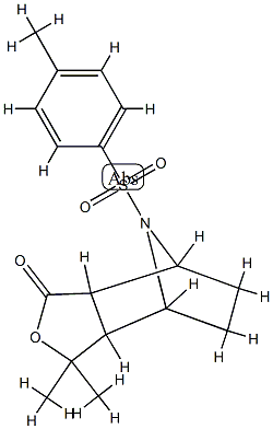 3a,4,5,6,7,7a-Hexahydro-4,7-epimino-3,3-dimethyl-8-[(4-methylphenyl)sulfonyl]isobenzofuran-1(3H)-one Struktur