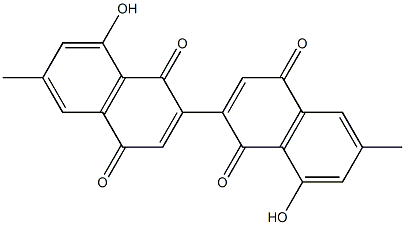 8,8'-ジヒドロキシ-6,6'-ジメチル-2,2'-ビ[1,4-ナフトキノン] 化学構造式