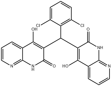 1,8-Naphthyridin-2(1H)-one,3,3-[(2,6-dichlorophenyl)methylene]bis[4-hydroxy-(9CI) Struktur