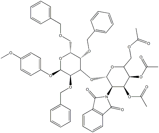 GlcNPhth[346Ac]β(1-3)Gal[246Bn]-β-MP 化学構造式