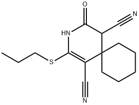 4-oxo-2-(propylsulfanyl)-3-azaspiro[5.5]undec-1-ene-1,5-dicarbonitrile 结构式