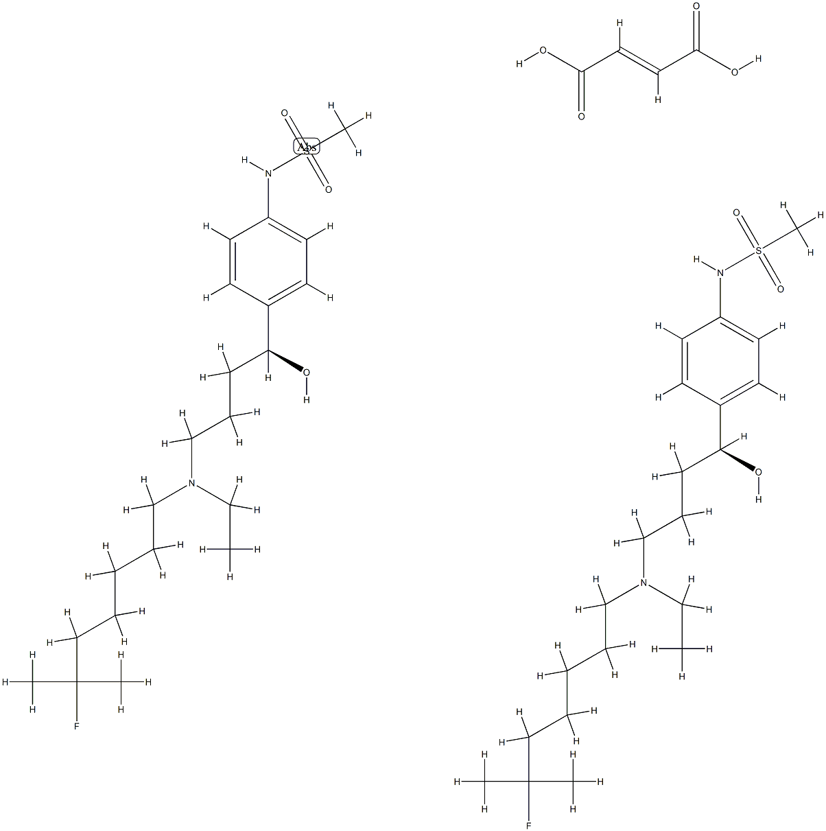 (-)-N-[4-[4-[N-Ethyl-N-(6-fluoro-6-Methylheptyl)aMino]-1(S)-hydroxybutyl]phenyl]MethanesulfonaMide fuMarate (2:1) Struktur