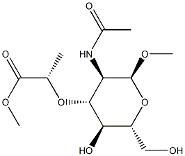 methyl-2-acetamido-2-deoxy-3-O-(1-(methoxycarbonyl)ethyl)glucopyranoside Structure