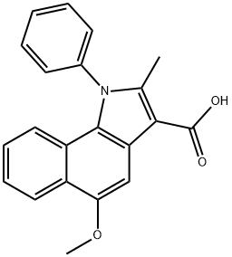 5-methoxy-2-methyl-1-phenyl-1H-benzo[g]indole-3-carboxylic acid,19616-12-7,结构式