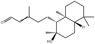5-[(1R,4aα)-デカヒドロ-2α-ヒドロキシ-2,5,5,8aβ-テトラメチルナフタレン-1β-イル]-3-メチル-2-ペンテナール 化学構造式