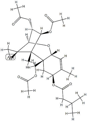 12,13-エポキシトリコテカ-9-エン-3α,4β,8α,15-テトラオール3,4,15-トリアセタート8-(3-メチルブタノアート) 化学構造式