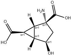 Bicyclo[3.1.0]hexane-2,6-dicarboxylic acid, 2-amino-4-hydroxy-, (1R,2R,4R,5S,6S)-rel- (9CI) Structure