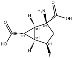 Bicyclo[3.1.0]hexane-2,6-dicarboxylic acid, 2-amino-4-fluoro-, (1R,2S,4R,5R,6R)-rel- (9CI),215867-23-5,结构式
