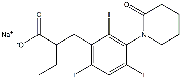 α-Ethyl-3-(2-oxopiperidino)-2,4,6-triiodohydrocinnamic acid sodium salt 结构式