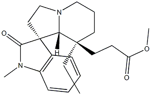 (3R,8'aβ)-8'-エチル-1,2,2',3',6',7',8',8'a-オクタヒドロ-1-メチル-2-オキソスピロ[3H-インドール-3,1'(5'H)-インドリジン]-8'β-プロパン酸メチル 化学構造式