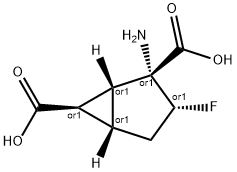 Bicyclo[3.1.0]hexane-2,6-dicarboxylic acid, 2-amino-3-fluoro-, (1R,2R,3R,5S,6R)-rel- (9CI) Structure