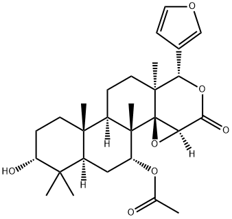(13α,17aα)-7α-アセチルオキシ-14β,15β:21,23-ジエポキシ-3α-ヒドロキシ-4,4,8-トリメチル-17-オキサ-D-ホモ-24-ノル-5α-コラ-20,22-ジエン-16-オン 化学構造式