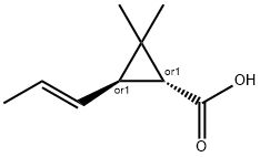 Cyclopropanecarboxylic acid, 2,2-dimethyl-3-(1E)-1-propenyl-, (1R,3R)-rel- (9CI) 化学構造式