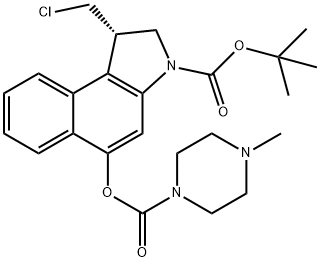 (1S)-1-(氯甲基)-1,2-二氢-5-[[(4-甲基-1-哌嗪基)羰基]氧基]-3H-苯并[E]吲哚-3-羧酸叔丁酯, 244154-66-3, 结构式