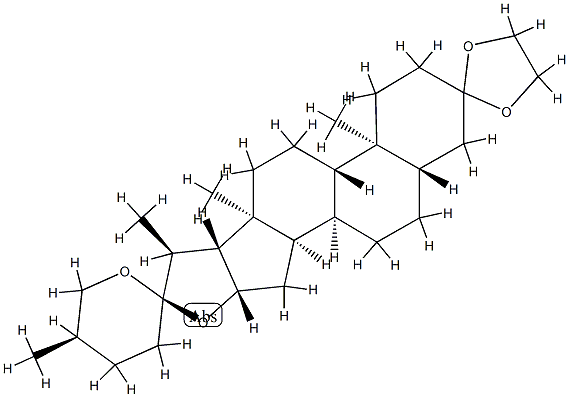 (14β,25R)-5α-スピロスタン-3-オンエチレンアセタール 化学構造式