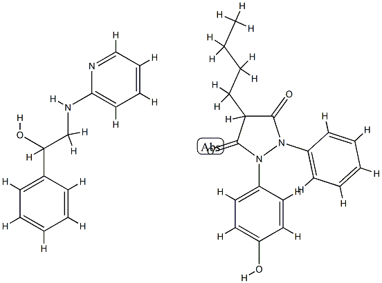 4-butyl-1-(4-hydroxyphenyl)-2-phenylpyrazolidine-3,5-dione, compound with alpha-[(2-pyridylamino)methyl]benzenemethanol (1:1) ,25146-18-3,结构式