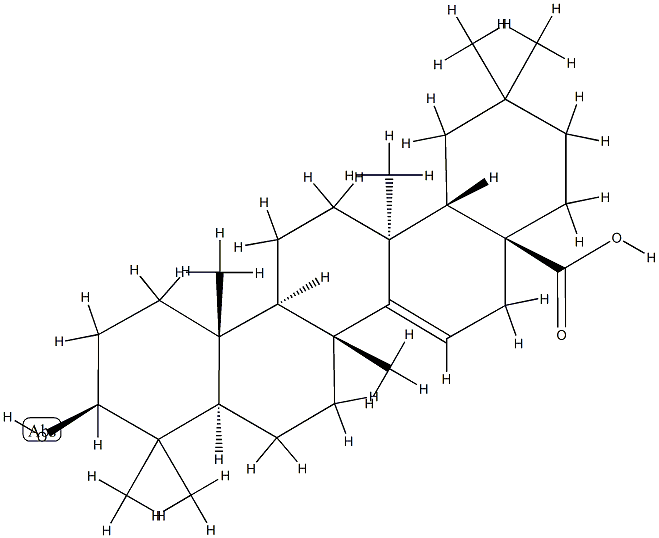 3β-ヒドロキシ-D-フリードオレアナ-14-エン-28-酸 化学構造式