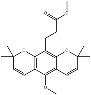 5-Methoxy-2,2,8,8-tetramethyl-2H,8H-benzo[1,2-b:5,4-b']dipyran-10-propanoic acid methyl ester 结构式