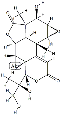 (1aR,9aS)-9α-[(S)-1,2-Dihydroxy-1-methylethyl]-1aβ,1bα,3a,3bα,4,4aβ,5aβ,5b-octahydro-4β-hydroxy-3aα,5bβ-dimethyl-3H,7H-oxireno[i]oxireno[5,6]isobenzofuro[7,1-fg][2]benzopyran-3,7-dione Struktur