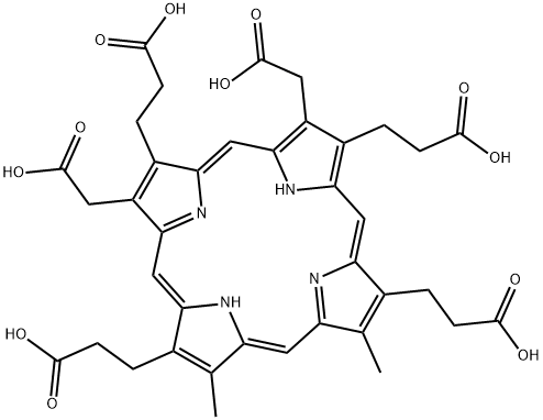 3,8-bis(carboxymethyl)-13,17-dimethyl-21H,23H-Porphine-2,7,12,18-tetrapropanoic acid 结构式