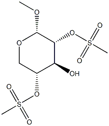 メチル2-O,4-O-ジ(メチルスルホニル)-α-D-キシロピラノシド 化学構造式