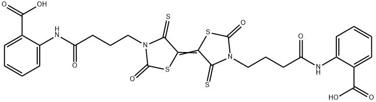 (E)-2,2-((4,4-(2,2-dioxo-4,4-dithioxo-2H,2H-[5,5-bithiazolylidene]-3,3(4H,4H)-diyl)bis(butanoyl))bis(azanediyl))dibenzoic acid Struktur