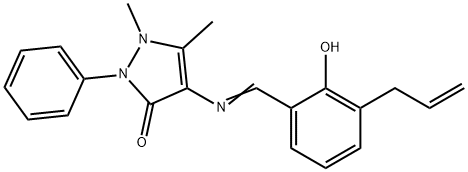 4-[(3-allyl-2-hydroxybenzylidene)amino]-1,5-dimethyl-2-phenyl-1,2-dihydro-3H-pyrazol-3-one 化学構造式