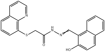 N'-[(2-hydroxy-1-naphthyl)methylene]-2-(8-quinolinylsulfanyl)acetohydrazide Structure