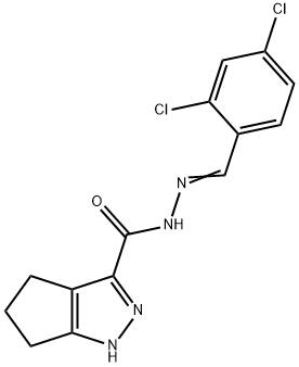 (E)-N-(2,4-dichlorobenzylidene)-1,4,5,6-tetrahydrocyclopenta[c]pyrazole-3-carbohydrazide 结构式