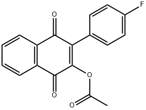 3-(4-fluorophenyl)-1,4-dioxo-1,4-dihydronaphthalen-2-yl acetate Struktur