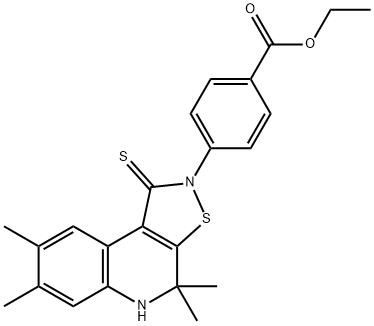 ethyl 4-(4,4,7,8-tetramethyl-1-thioxo-4,5-dihydroisothiazolo[5,4-c]quinolin-2(1H)-yl)benzoate Struktur
